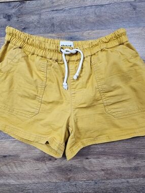 Pact Yellow Drawstring Cotton Shorts